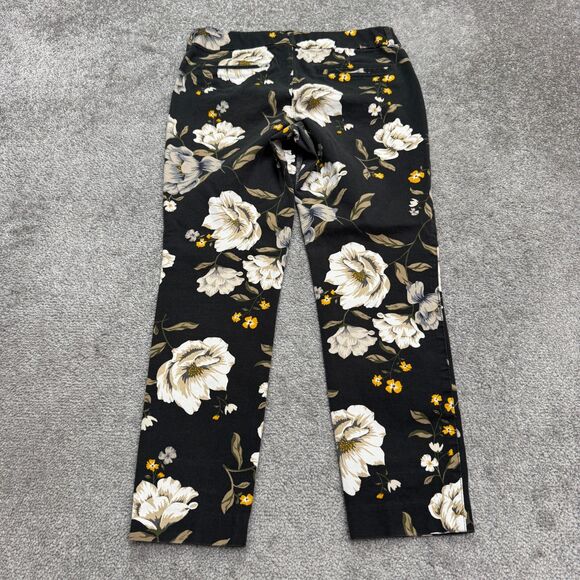 Old Navy Pixie Slim Fit Cropped Pants Womens 6 Gray Floral Mid Rise Casual 30x25 - Picture 2 of 12